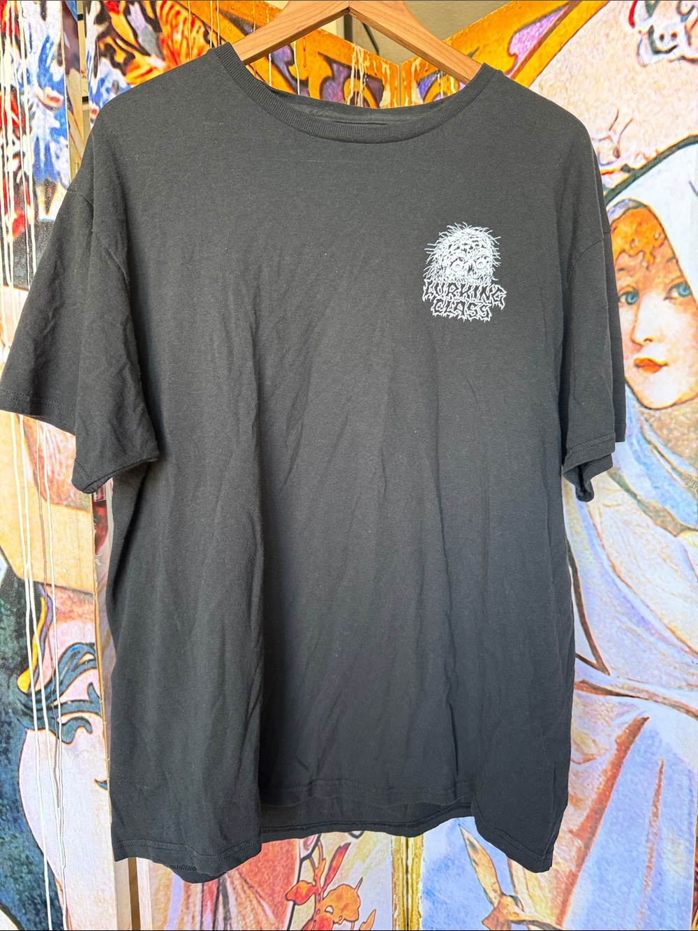 Lurking class Black Graphic Crewneck T‑Shirt with Small Chest Print